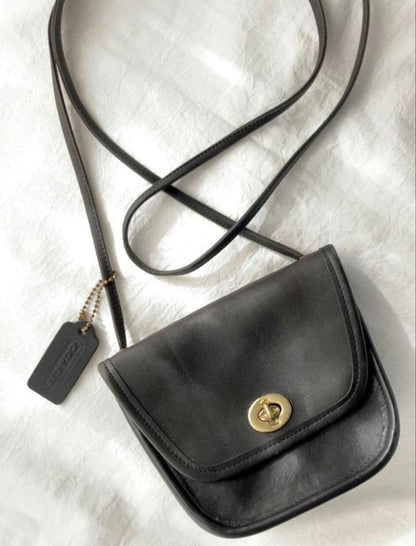 Vintage COACH Turnlock Mini Shoulder Bag Genuine Leather USA #QYH5N0