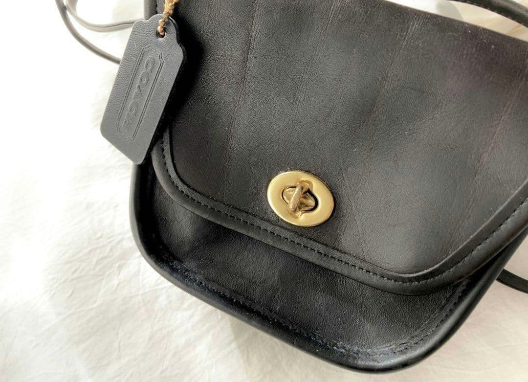Vintage COACH Turnlock Mini Shoulder Bag Genuine Leather USA #QYH5N0