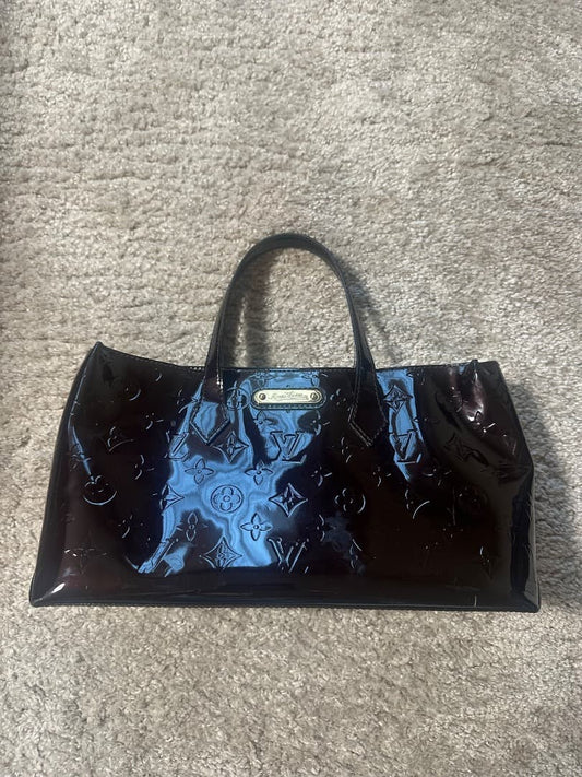 Louis Vuitton Purple Patent Leather Embossed Handbag LV #QY6VQ9