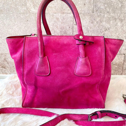 PRADA handbag/shoulder bag, suede leather, fuxia pink #QY31MG