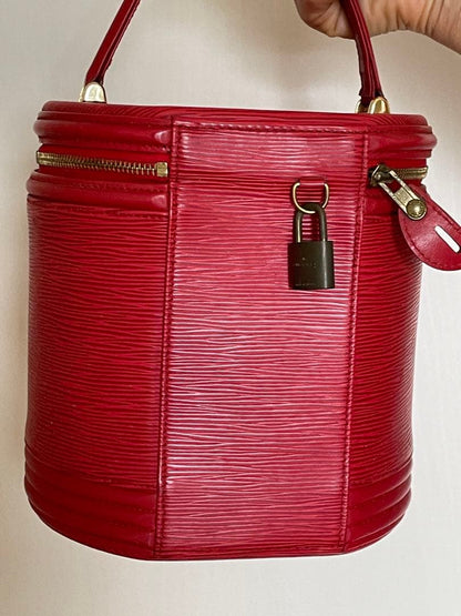 Louis Vuitton Cannes Epi Leather Vanity Bag Red Gold Hardware #QY38BQ