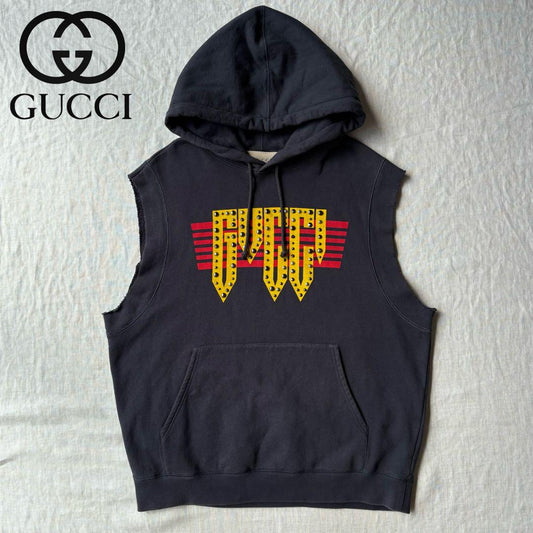 GUCCI COTTON JERSEY SLEEVELESS HOODIE L #QYGXY5
