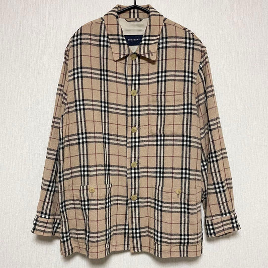 BURBERRY Linen and Silk Nova Check Shirt, Size LL #QYGAU4