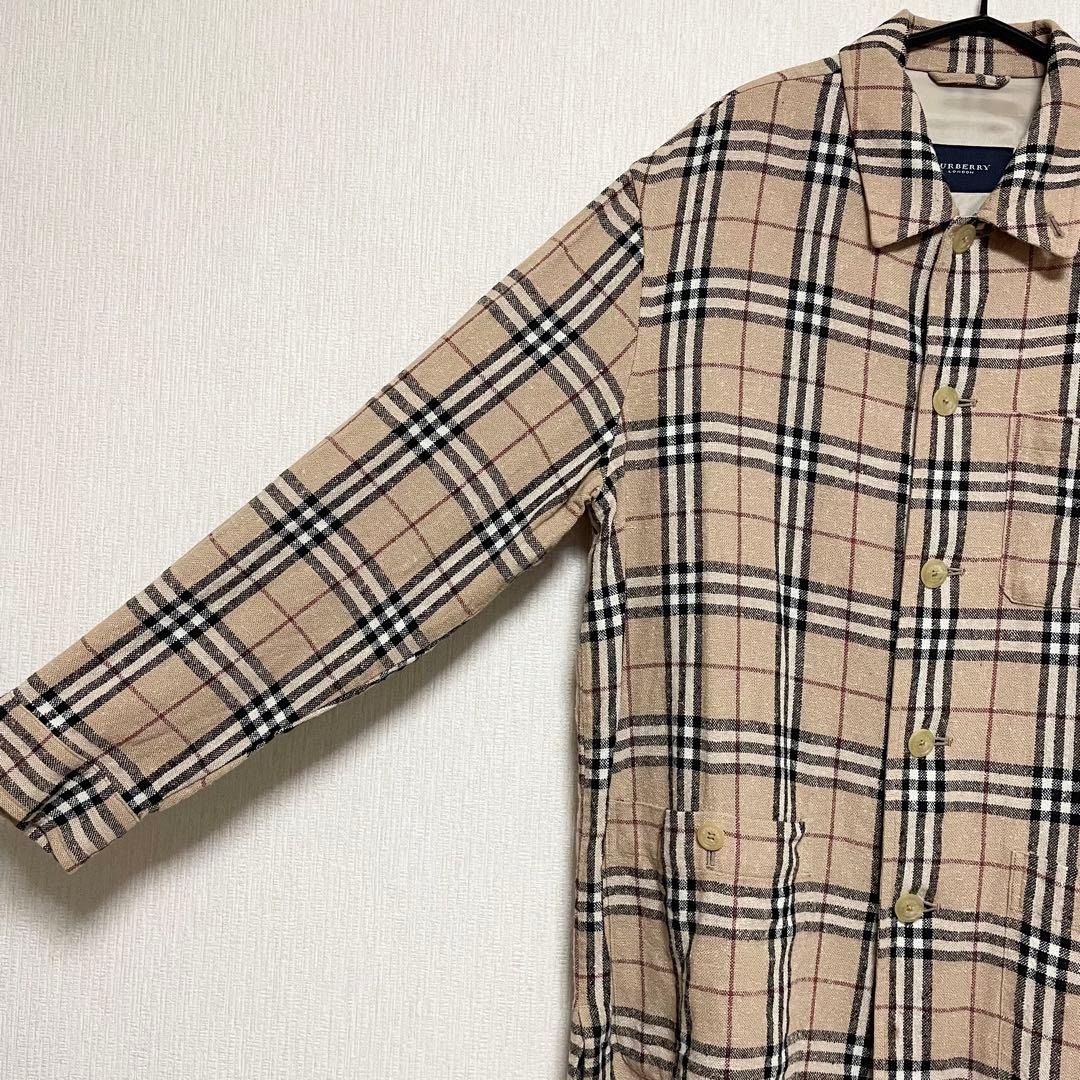 BURBERRY Linen and Silk Nova Check Shirt, Size LL #QYGAU4