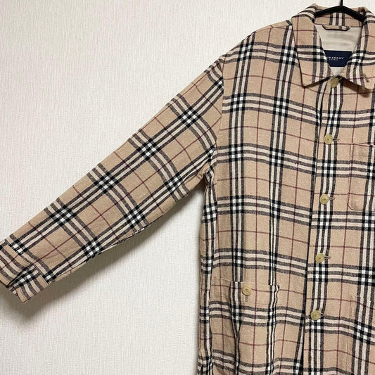 BURBERRY Linen and Silk Nova Check Shirt, Size LL #QYGAU4