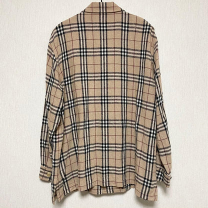BURBERRY Linen and Silk Nova Check Shirt, Size LL #QYGAU4
