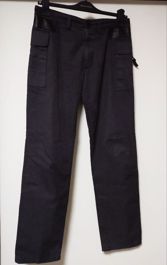 LOUIS VUITTON Leather Cargo Pants Black Size 38 #QY1AZ8