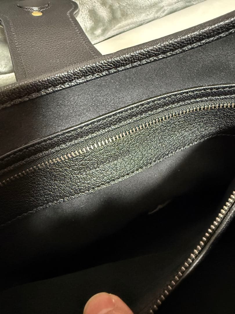 GUCCI Jackie Leather Handbag Black Gold GG Logo Tag #QYDIO1