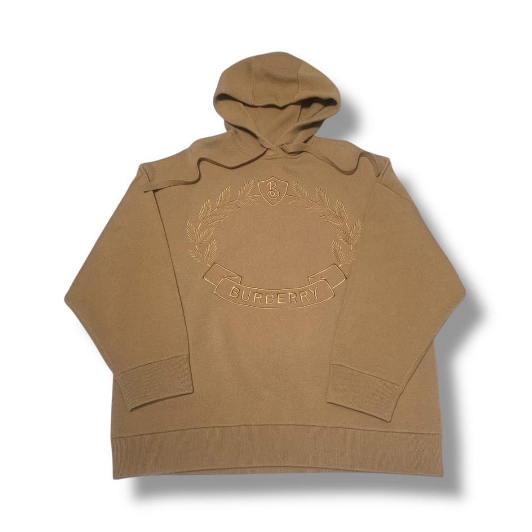 Current Burberry cashmere embroidered hoodie in camel with tags #QYET1X