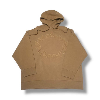 Current Burberry cashmere embroidered hoodie in camel with tags #QYET1X