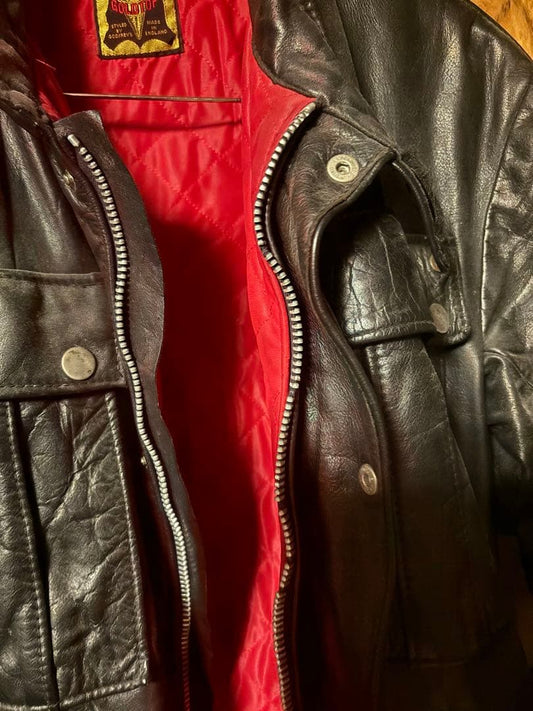 GOLDTOP Leather Black Jacket with 4 Pockets #QY13D5