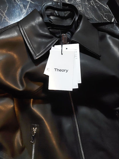 Theory black leather jacket #QYC8GE