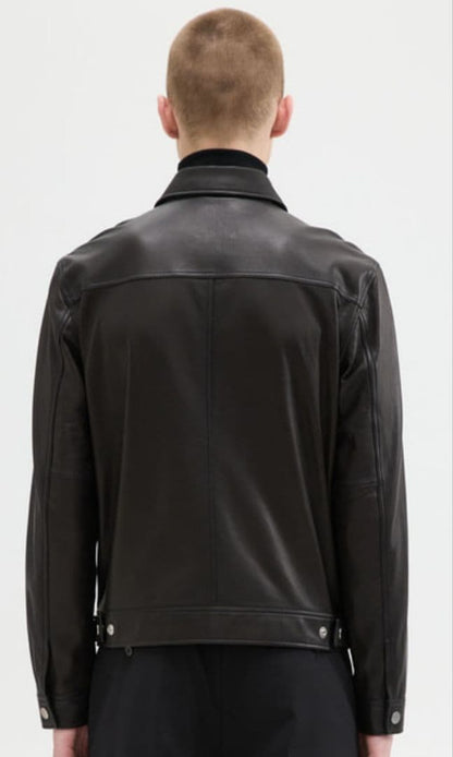 Theory black leather jacket #QYC8GE