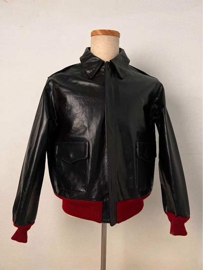 Red Rib A-2 Flight Jacket, Horse Leather, Size M #QY2SXW