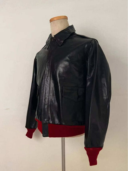 Red Rib A-2 Flight Jacket, Horse Leather, Size M #QY2SXW