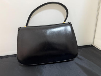 GUCCI Black Leather Handbag Gold Hardware Mint #QYGC29