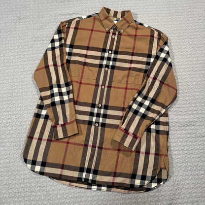 Burberry Nova Check Long Sleeve Flannel Shirt, Size Small, 4565531 #QY55DE