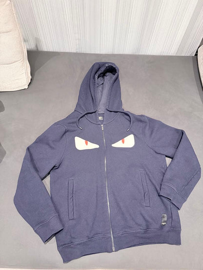 FENDI Monster Hooded Parka Navy Size 52 #QY2DJA