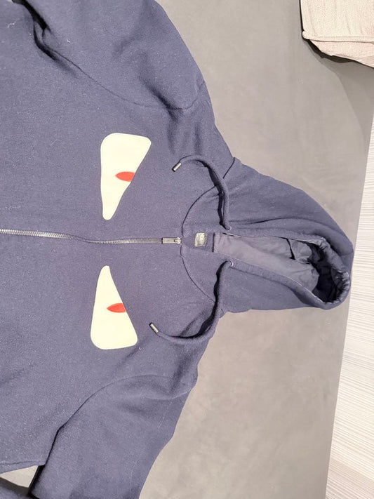 FENDI Monster Hooded Parka Navy Size 52 #QY2DJA
