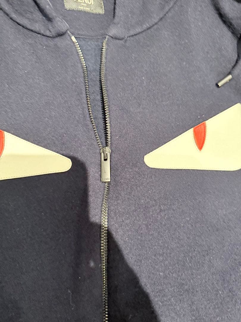 FENDI Monster Hooded Parka Navy Size 52 #QY2DJA