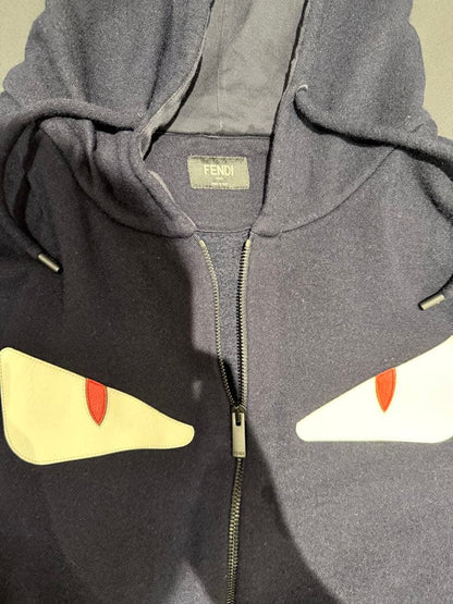 FENDI Monster Hooded Parka Navy Size 52 #QY2DJA