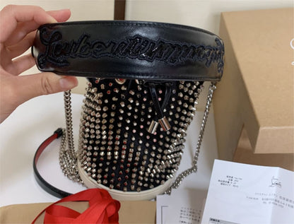 Christian Louboutin Studded Bucket Bag Chain Strap 2-Way #QYB7OO