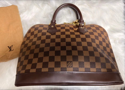 Louis Vuitton Damier Canvas Handbag Brown France #QYGQL1