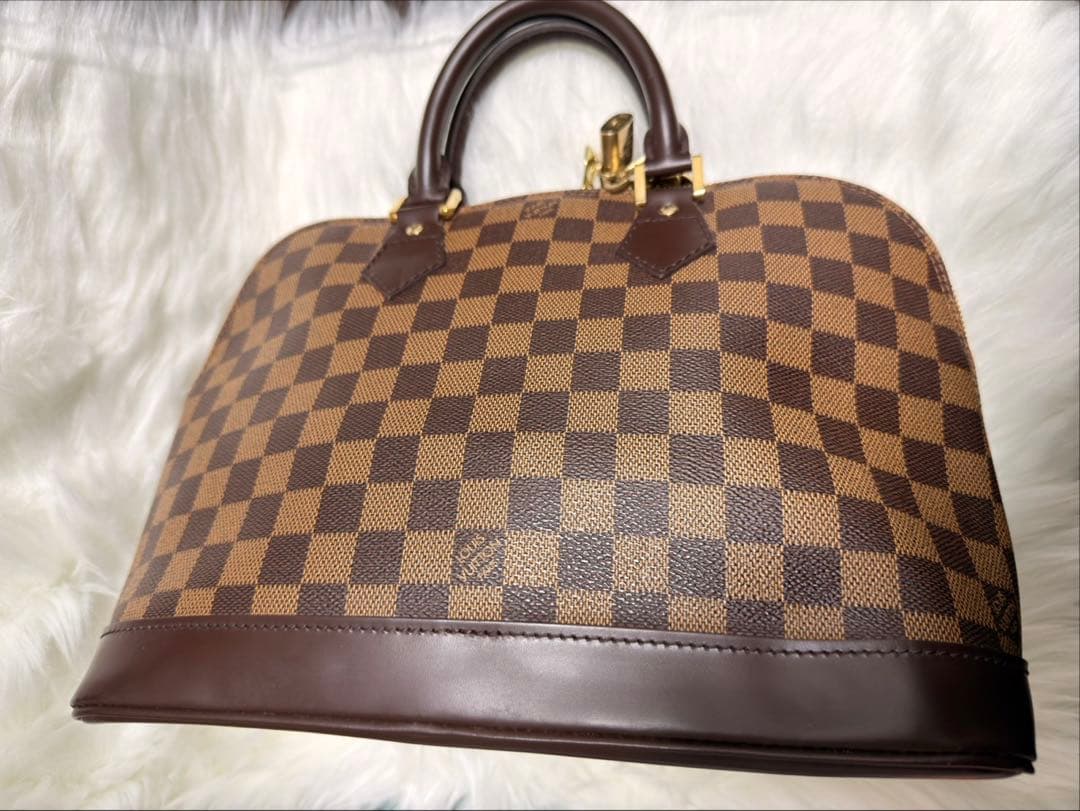 Louis Vuitton Damier Canvas Handbag Brown France #QYGQL1