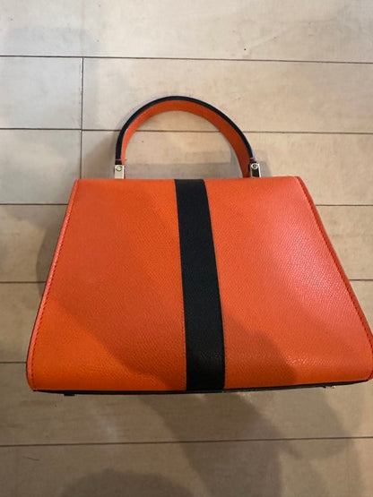 VALEXTRA Mini Iside Orange/Black Soft Calf H16.5xW22xD12cm 2WAY Handbag #QYL2LF