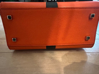 VALEXTRA Mini Iside Orange/Black Soft Calf H16.5xW22xD12cm 2WAY Handbag #QYL2LF