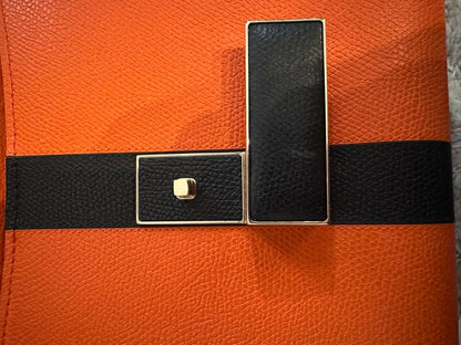 VALEXTRA Mini Iside Orange/Black Soft Calf H16.5xW22xD12cm 2WAY Handbag #QYL2LF