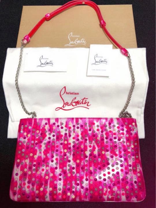 Christian Louboutin 16SS Pink Marble Patent Leather Clutch Shoulder Bag #QYINEJ