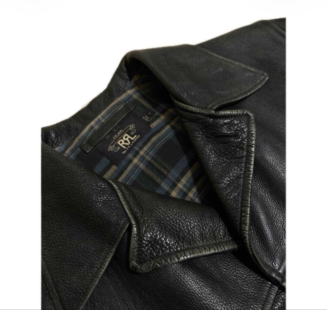 RRL HENDERSON COAT Leather Car Coat Jacket S #QY1XO5