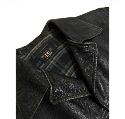 RRL HENDERSON COAT Leather Car Coat Jacket S #QY1XO5