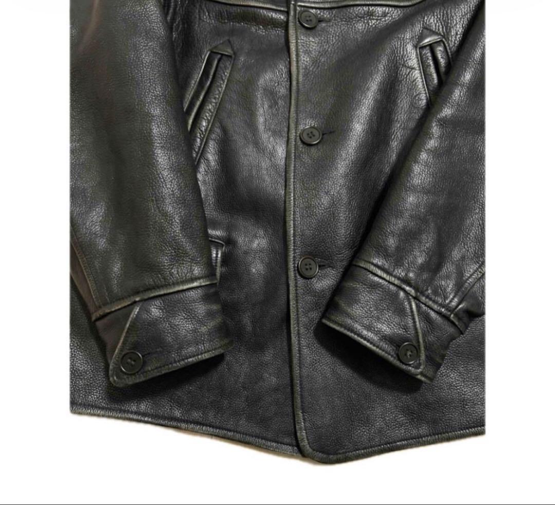 RRL HENDERSON COAT Leather Car Coat Jacket S #QY1XO5