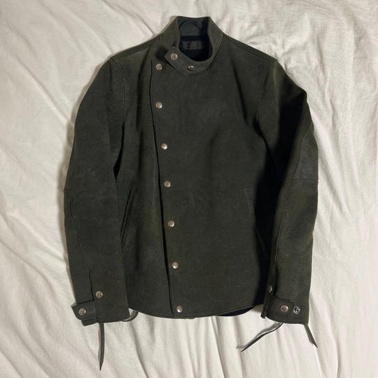 Far Eastern Enthusias Dark Green Suede Rider's Jacket #QYF8C1
