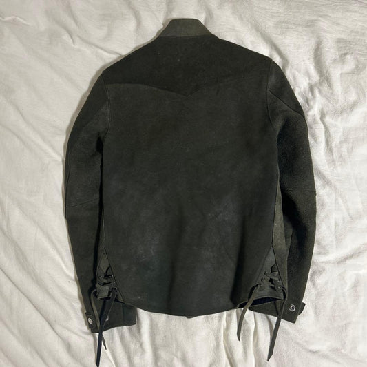 Far Eastern Enthusias Dark Green Suede Rider's Jacket #QYF8C1