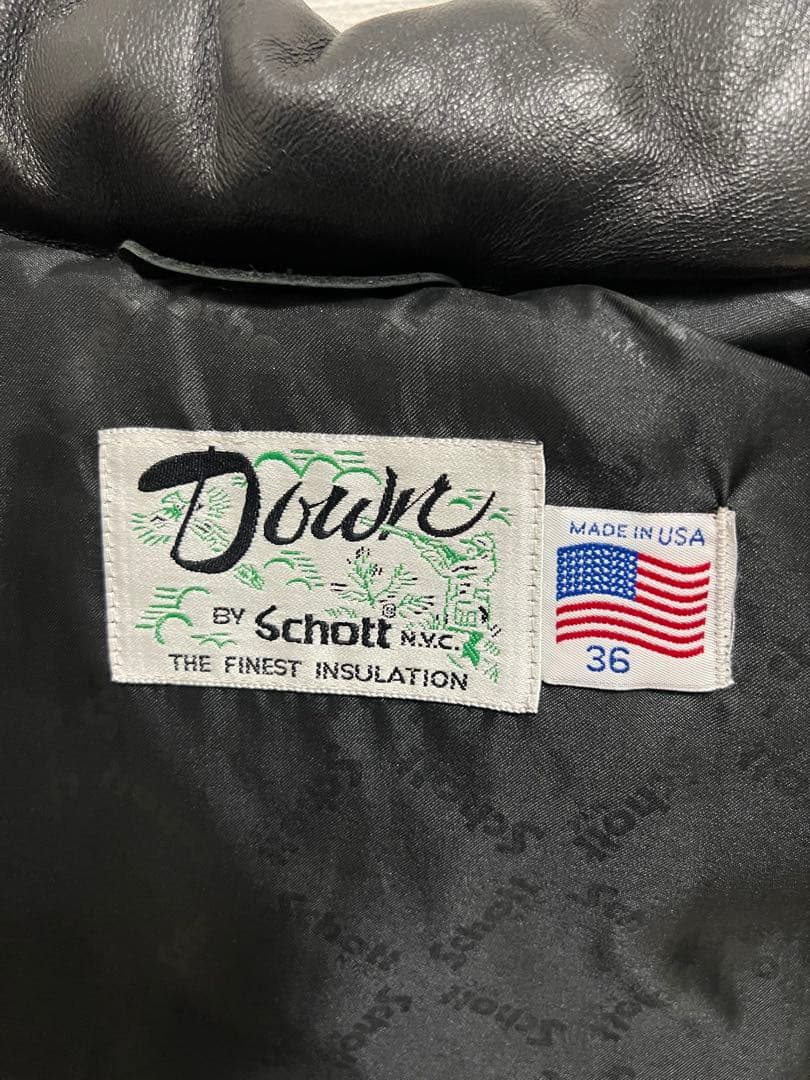 Schott Down Down Jacket, Size 36, Black #QYG3E8