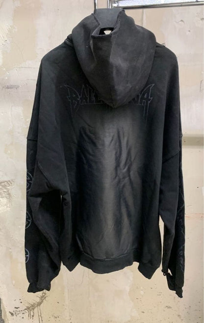 BALENCIAGA PARIS MOON No-Pocket HOODIE, Size L #QYI8D2