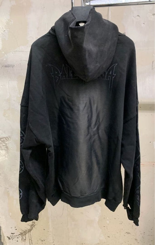 BALENCIAGA PARIS MOON No-Pocket HOODIE, Size L #QYI8D2