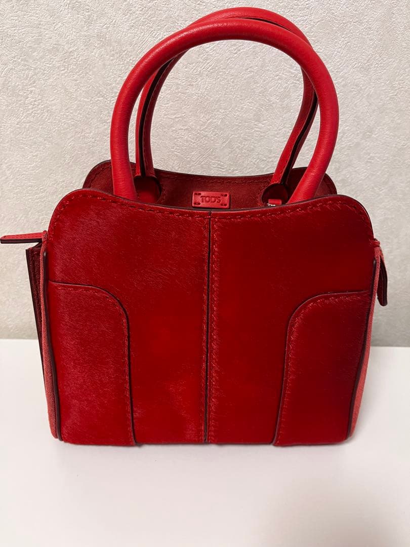 Tod's Sera Calf Hair Leather 2-Way Handbag Shoulder Bag Red #QYJBJQ