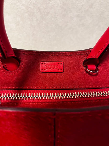 Tod's Sera Calf Hair Leather 2-Way Handbag Shoulder Bag Red #QYJBJQ