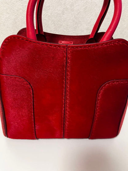 Tod's Sera Calf Hair Leather 2-Way Handbag Shoulder Bag Red #QYJBJQ