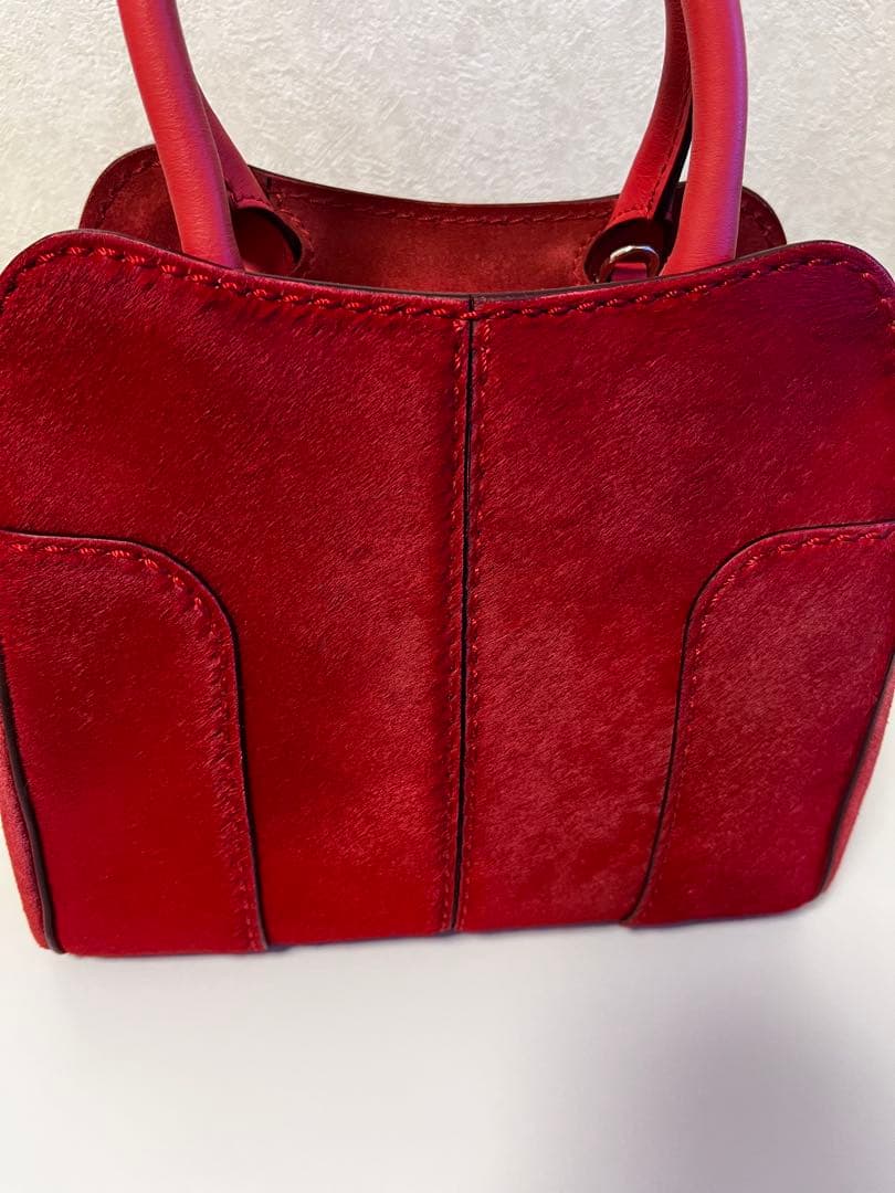 Tod's Sera Calf Hair Leather 2-Way Handbag Shoulder Bag Red #QYJBJQ