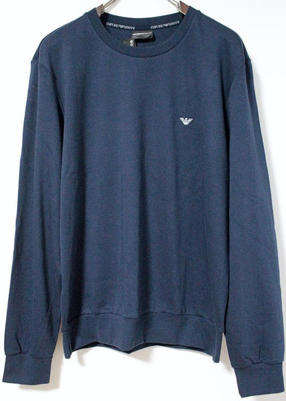 Emporio Armani Eagle Embroidered Long Sleeve Top and Pants, Navy Blue, S #QYETKY