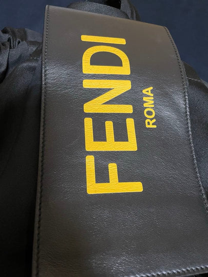 FENDI Pecan 7VZ056 Backpack Black Yellow Leather #QY7XXM