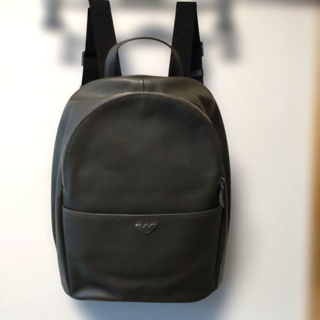 EMPORIO ARMANI backpack, all leather, made in Italy Navy #QY1AQG