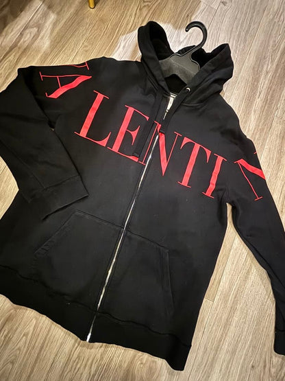 VALENTINO Black Zip-Up Hoodie #QY3V0H