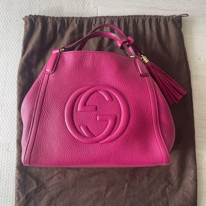 GUCCI Pink Soho Handbag with Embroidered Logo #QYJ54H