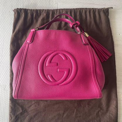 GUCCI Pink Soho Handbag with Embroidered Logo #QYJ54H